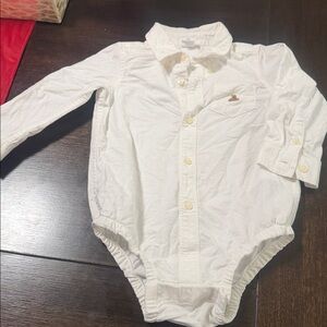 GAP White Baby Button-Up Bodysuit with Collar